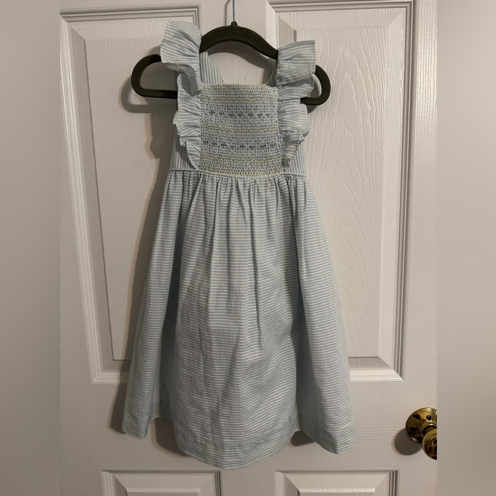 Edgehill Smocked Striped Baby Blue Dress (4T)